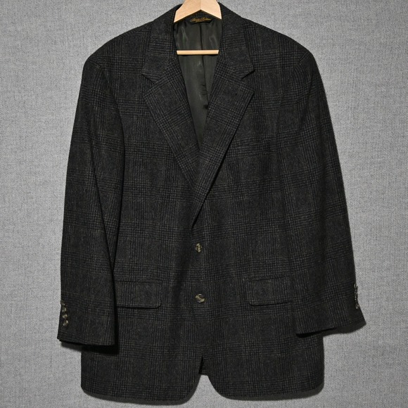 Brooks Brothers Other - Brooks Brothers Sport Coat Mens 42R Camel Hair Plaid USA Charcoal Gray